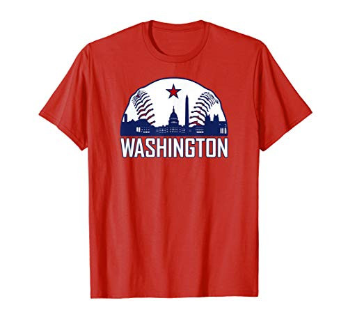 Washington DC Baseball Hometown Skyline Vintage T-Shirt
