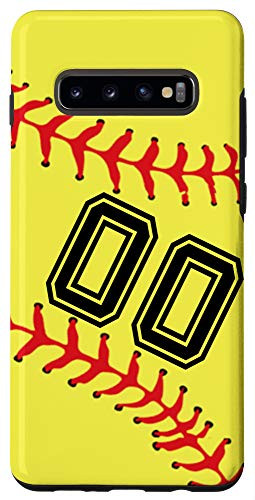 Galaxy S10 Softball Player 00 Jersey No 00 Number Ball Sport Gift Idea Case