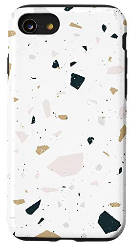 iPhone SE 2020  7  8 White Terrazzo Pattern in Neutral Colors Case