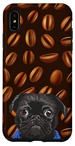 iPhone XS Max Black Pug Coffee Beans Pattern Animal Head Case
