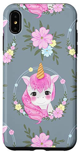 iPhone XS Max Unicorn Face Floral Head Cute Animal Lover Case
