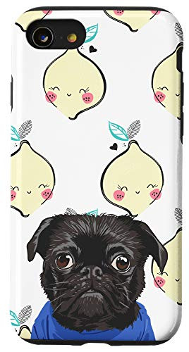 iPhone SE 2020  7  8 Black Pug Kawaii Lemon Smiling Pattern Animal Head Case