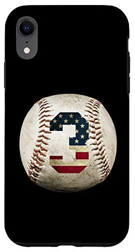 iPhone XR Baseball number 3 with American USA flag Case