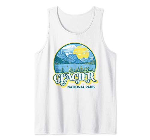 Glacier National Park Montana Retro 80s Sun   St Mary Lake Tank Top