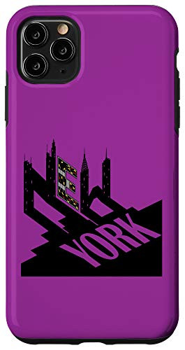 iPhone 11 Pro Max New York City Buildings Typographic Purple Colors Design Case
