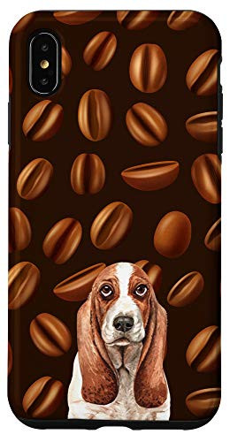 iPhone XS Max Basset Hound Dog Coffee Beans Pattern Animal Head Case