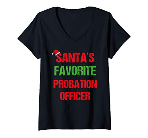 Womens Probation Officer Funny Pajama Christmas Gift V-Neck T-Shirt