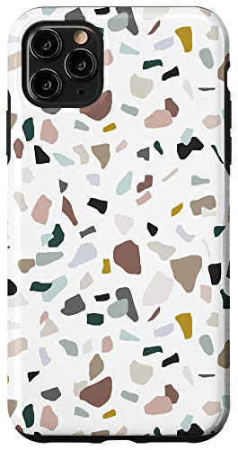iPhone 11 Pro Max Terrazzo Pattern Abstract Modern Neutral Earth Tones White Case