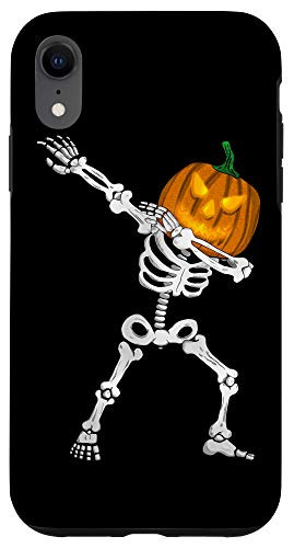 iPhone XR Pumpkin Head Jackolantern Funny Halloween Dabbing Skeleton Case