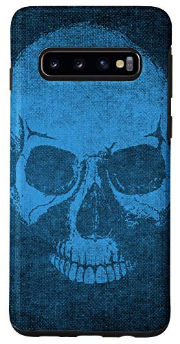 Galaxy S10 Skull - Grunge Blue Skeleton Head Case