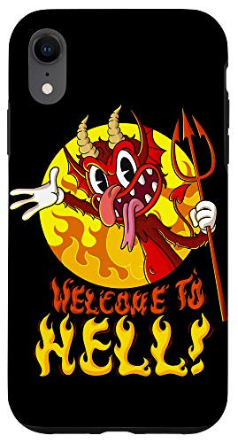 iPhone XR Blackcraft Satan Lucifer Vintage Cartoon Welcome to Hell Case