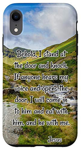 iPhone XR Behold I stand at the door and knock_- Jesus Christ Quote Case