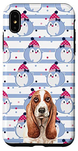 iPhone XS Max Basset Hound Dog Kawaii Cartoon Penguin Animal Head Case