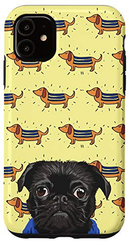 iPhone 11 Black Pug Dachshund Dog Pet Puppy Owner Pattern Animal Head Case