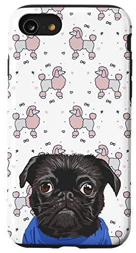 iPhone SE 2020  7  8 Black Pug Poodle Dog Pet Puppy Owner Pattern Animal Head Case