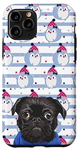 iPhone 11 Pro Black Pug Kawaii Cartoon Penguin Animal Head Case
