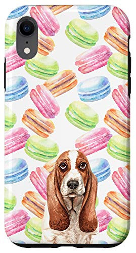 iPhone XR Basset Hound Dog Macarons Waterccolor Pattern Animal Head Case