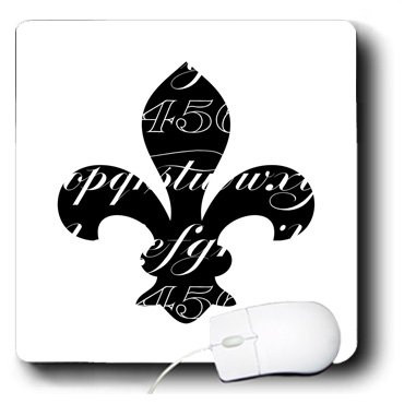 3dRose 8 x 8 x 0.25 Inches Mouse Pad, Fleur De Lis Typography (mp_100740_1)