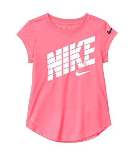 Nike Kids Girls Logo Metallic Block Scoop Tee Little Kids Hyper Pink 6 Little Kids