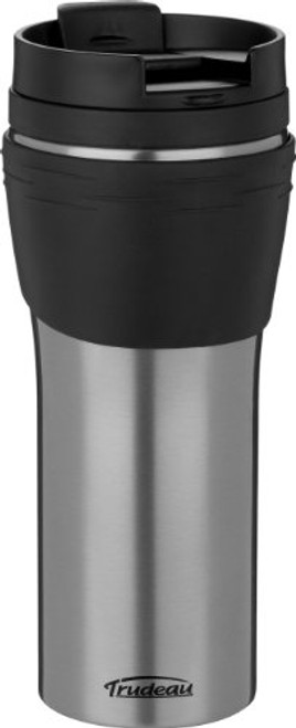 Trudeau Erin 16-Ounce Stainless Steel Travel Tumbler, Grey