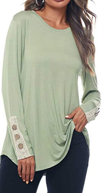 Gollss Comfy Long Sleeve Shirts for Women Womens Tunic Tops for Fall Casual Long Sleeve Tops for Women Army Green