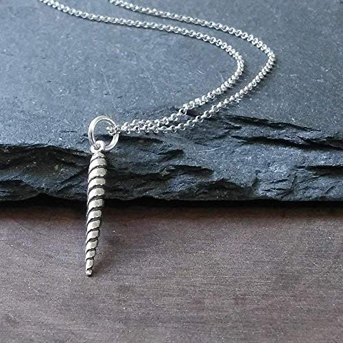 Sterling Silver Small Unicorn Horn Charm Necklace 18