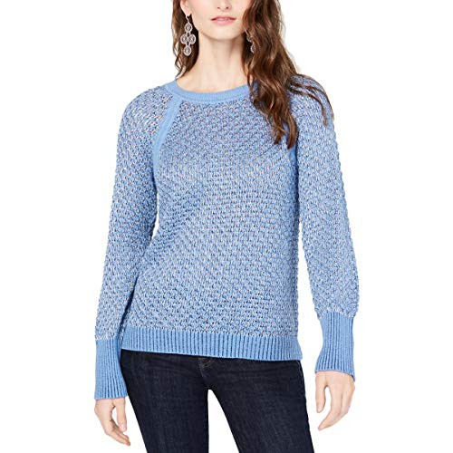 I_N_C_ International Concepts INC Womens Lurex Pullover Crewneck Sweater Blue XL
