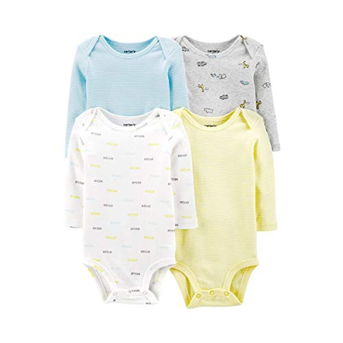 Carters Baby Boys 4-Pack Long Sleeve Original Bodysuits Hello 12 Months