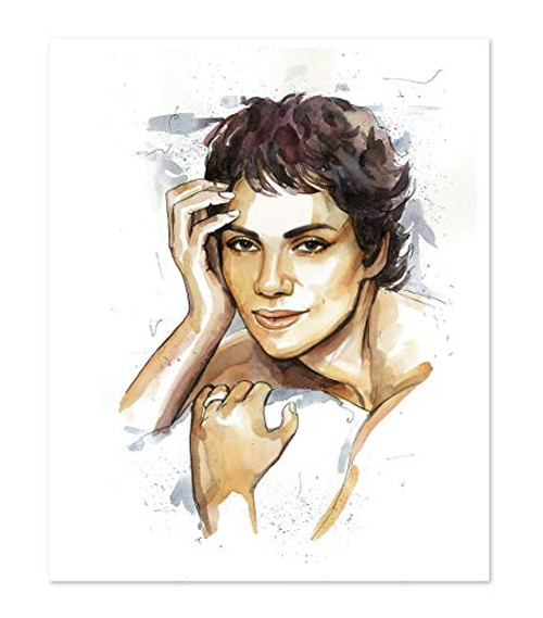 11x14 Halle Berry Poster Art Print  Wall Decor Picture  Portrait Watercolor painting