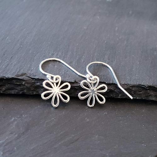 Daisy Flower Charm Sterling Silver Earrings tiny size