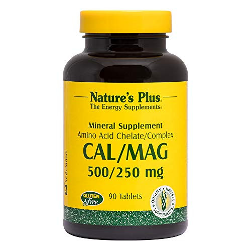 NaturesPlus CalMag - 500 mg Calcium   250 mg Magnesium 90 Vegetarian Tablets - Teeth and Bone Support Supplement Promotes Heart Health Natural Energy - Gluten-Free - 90 Servings