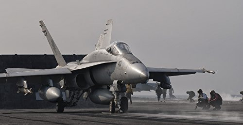 Posterazzi Persian Gulf October 31 2011-An FA-18C Hornet is ready to launch from the flight deck of USS George H_W_ Bush Poster Print 19 x 10
