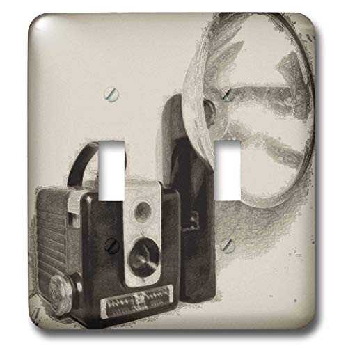 3dRose LLC lsp-20728-2 Picture Of A Vintage 1950S Camera with Bulb Flash Double Toggle Switch