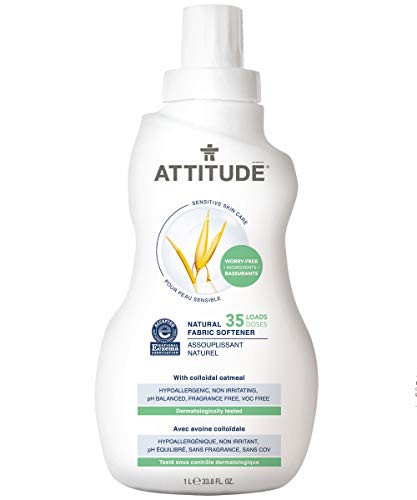 ATTITUDE Sensitive Skin Hypoallergenic Fabric Softener Fragrance Free 33_8 Fluid Ounce 35 Loads