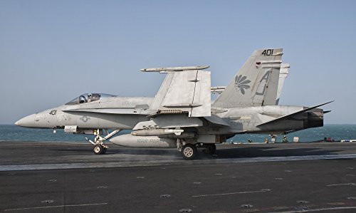 Posterazzi Persian Gulf October 31 2011-An FA-18C Hornet is ready for a mission from the flight deck of USS George H_W_ Bush Poster Print 18 x 10