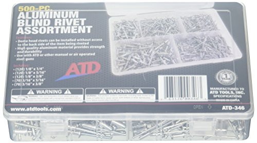 ATD Tools ATD-346 500 Pc_ Aluminum Blind Rivet Assortment 1 Pack