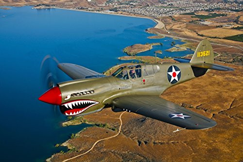 Posterazzi PSTSGR100190M A Curtiss P-40E Warhawk in flight near Chino California Poster Print 17 x 11