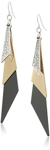 GUESS Basic Mixed Metal Linear Triangles Drop Earrings