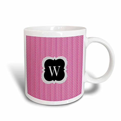 3dRose Chevron Monogram Initial J Mug 15 oz Pink