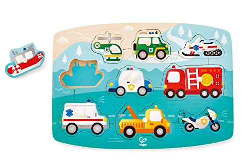 Hape Emergency Peg Puzzle Game, Multicolor, 11.57" x 8.19"