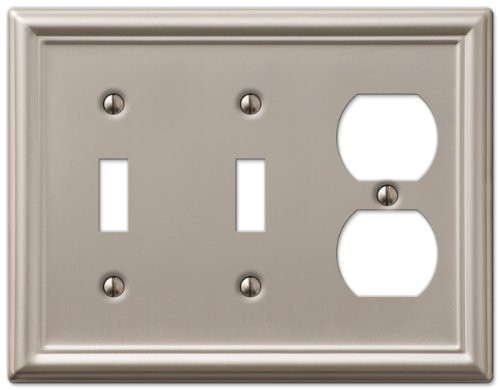 AmerTac 149TTDBN Chelsea Steel Double Toggle/Single Duplex Wallplate, Brushed Nickel