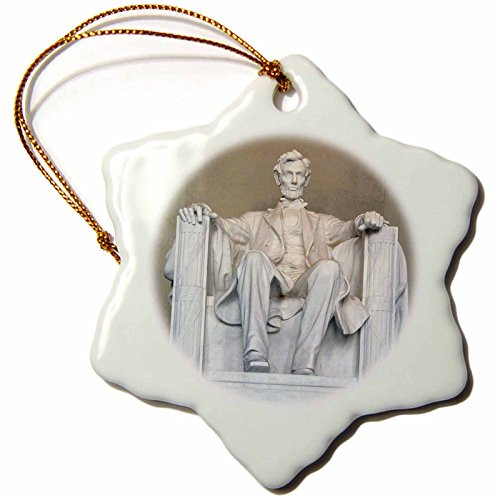 3dRose orn-88995-1 Abraham Lincoln Memorial Washington DC Raymond Klass Snowflake Decorative Hanging Ornament Porcelain 3-Inch