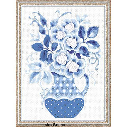 RIOLIS 1365 - Winter Roses - Counted Cross Stitch Kit 7 x 9½ Zweigart 14 ct_ White AIDA 5 Colors