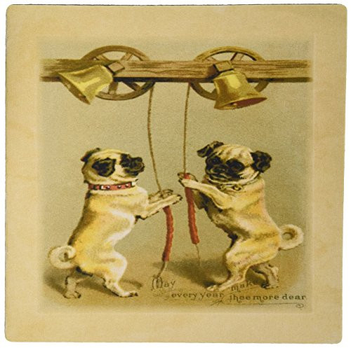 3dRose Image of 2 Pug Doggies Welcome in The New Years in This Victorian Card Mouse Pad mp-171745-1