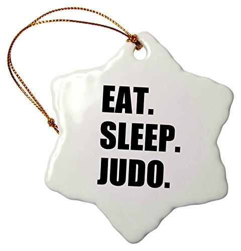 3dRose Eat Sleep Judo - Martial Art Enthusiast Gift - Black Text Typography Snowflake Ornament