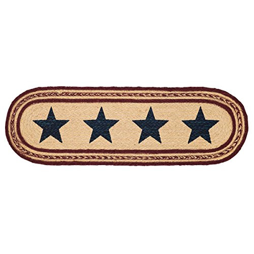 VHC Brands Americana Primitive Flooring - Potomac Tan Stencil Stars Oval Jute Stair Tread VHC Brands Americana Primitive Flooring - Potomac Tan Stencil Stars Oval Jute Stair Tread