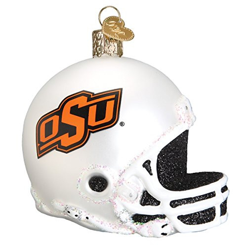 Old World Christmas Glass Blown Ornament with S-Hook and Gift Box College Football Helmet Collection Oklahoma State