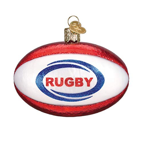 Old World Christmas Glass Blown Ornament with S-Hook and Gift Box More Sports Collection Rugby Ball