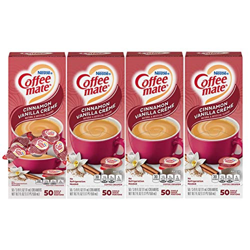 Nestle Coffee mate Coffee Creamer Cinnamon Vanilla Creme Liquid Creamer Box of 50 Singles Pack of 4 Nestle Coffee mate Coffee Creamer Cinnamon Vanilla Creme Liquid Creamer Box of 50 Singles Pack of 4