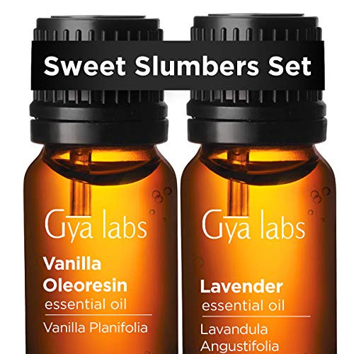 Vanilla Oleoresin Essential Oil   Lavender Essential Oil - Gya Labs Sweet Slumbers Set for Sleep   Relaxation - 100 Pure Therapeutic Grade Essential Oils Set to Relieve Tension   Stress - 2x10ml